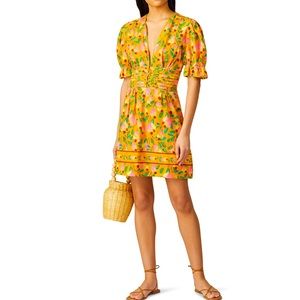 FARM Rio Vibrant Floral Mini Dress - Orange and Green